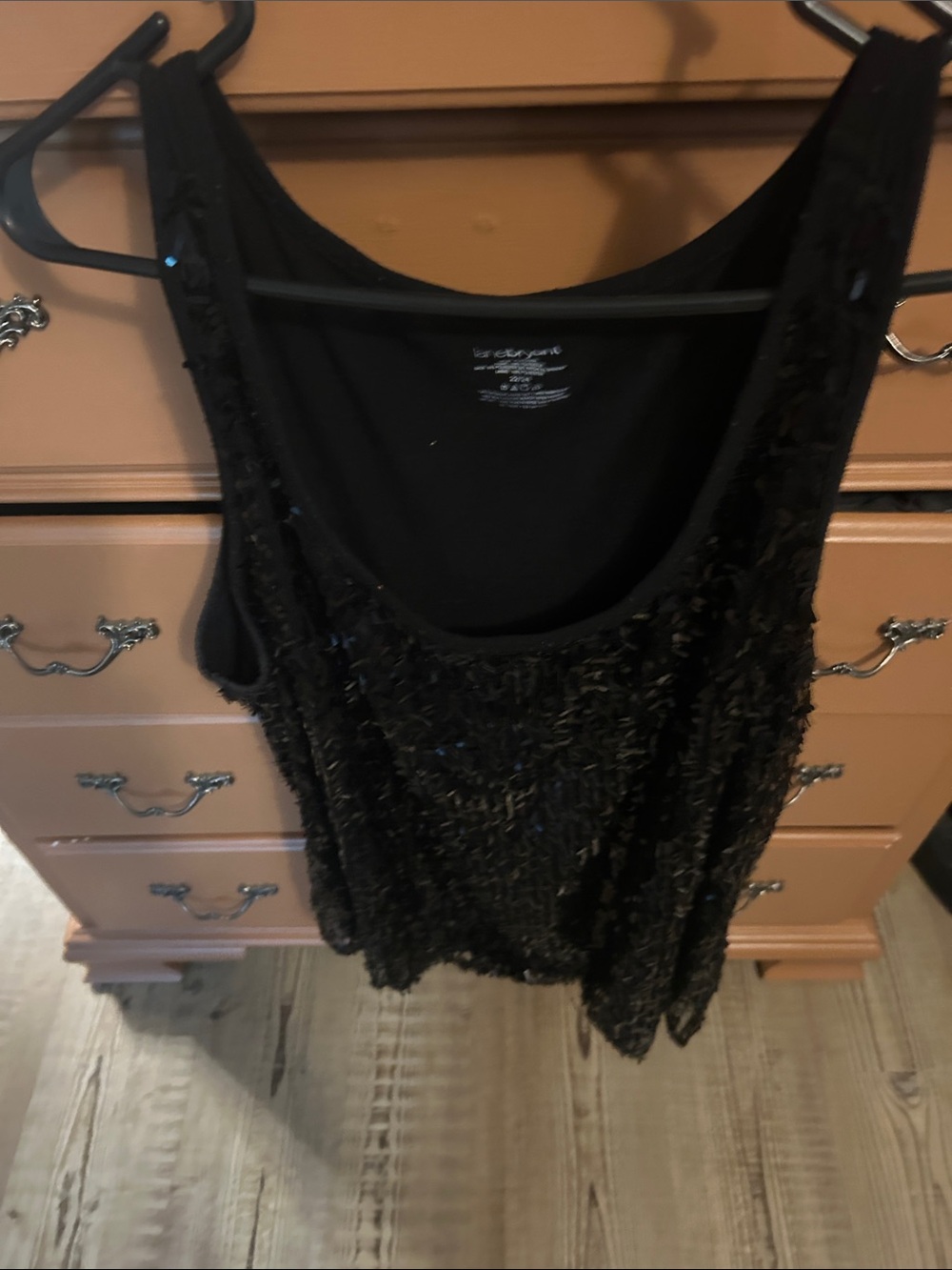 Lane Bryant Black Sequin Scoop Neck Tank